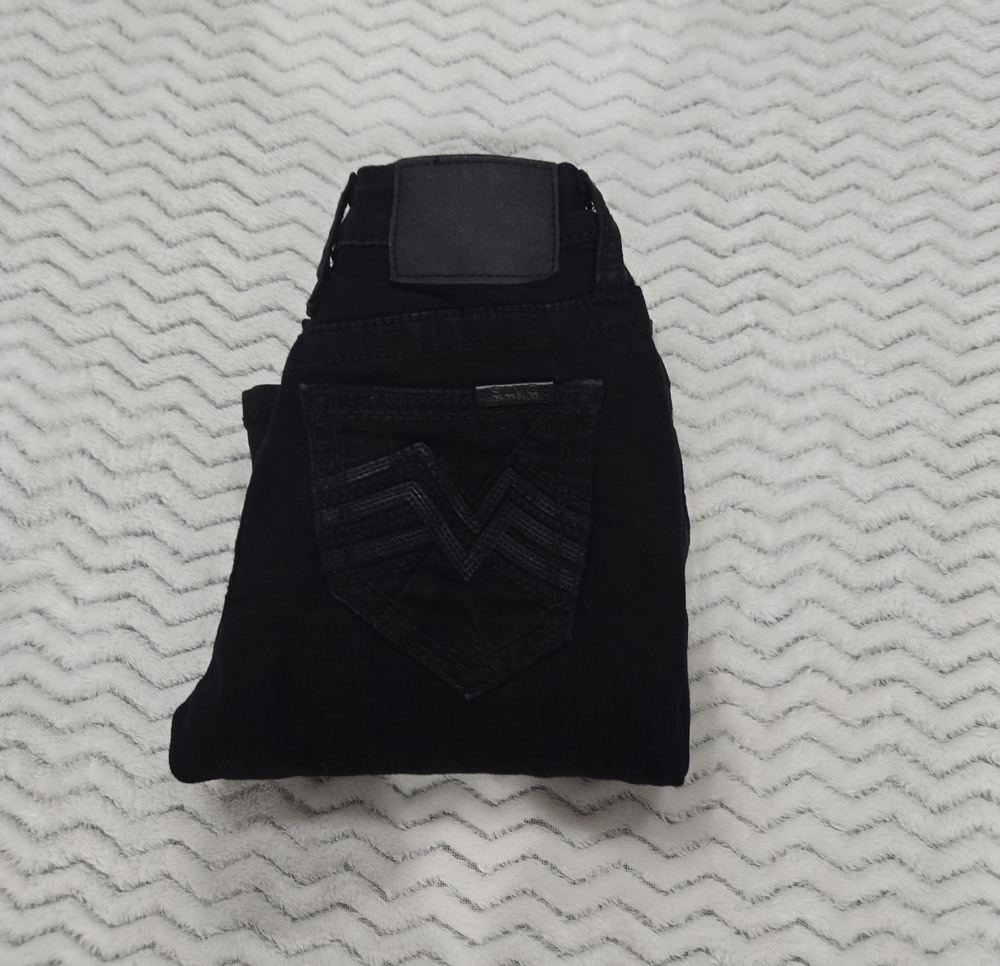 Salvage Black Folded Kids Jeans with Tonal Stitch Pocket